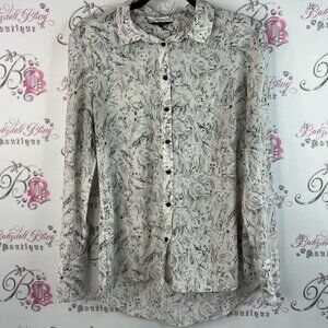 RW&CO. Button down shirt bear drawing ✍️ style artwork Black and White Patterned
